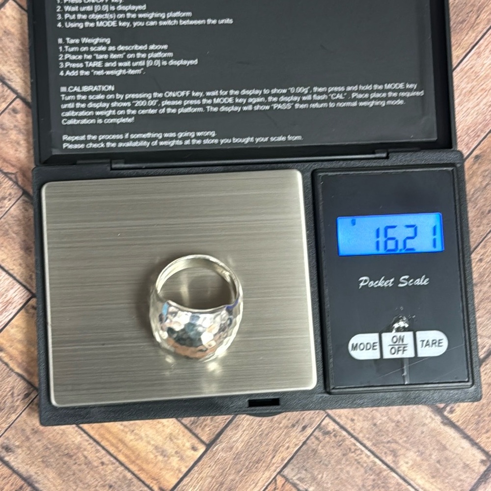 Huge Silver Hammered Ring - image 8
